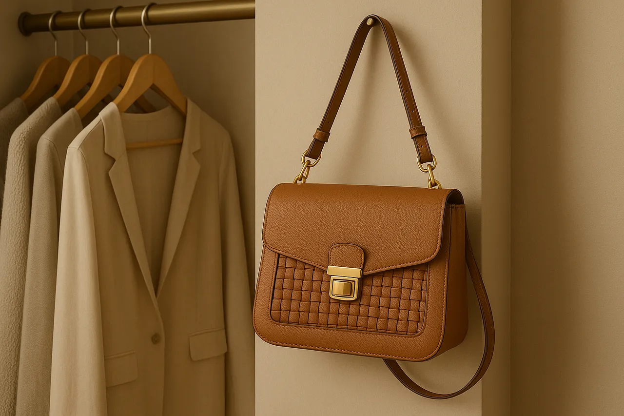 torebka damska na haczyku w garderobie